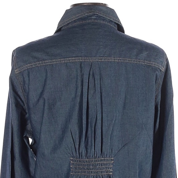 Izod L blue chambray long sleeve snap front shirt - Picture 9 of 16